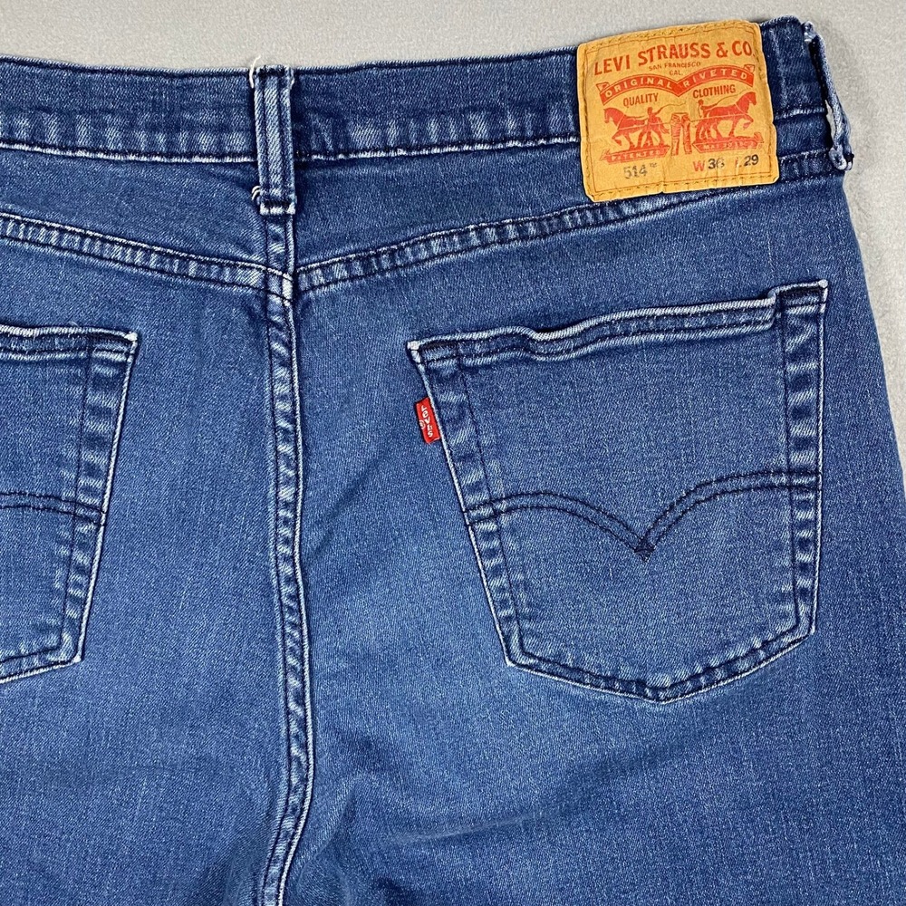 Levis 504 Regular Straight Fit Mens Blue Denim Jeans 36x29  Medium Wash‎